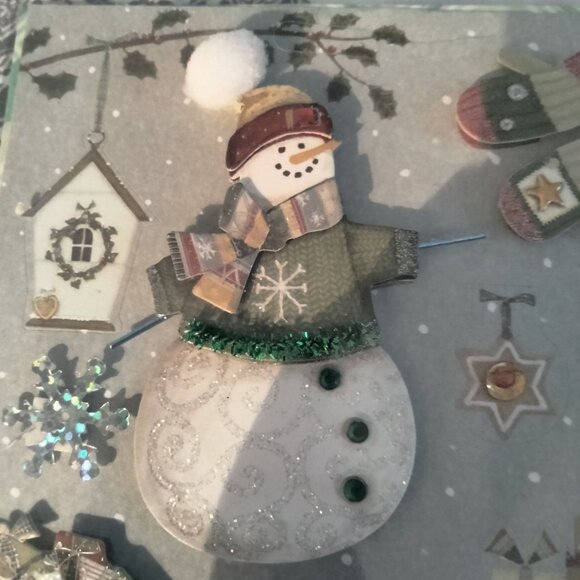 Christmas Themed 3D Stickers Cards Scrapbooking Snowman Handmade Embellished - Picture 3 of 12